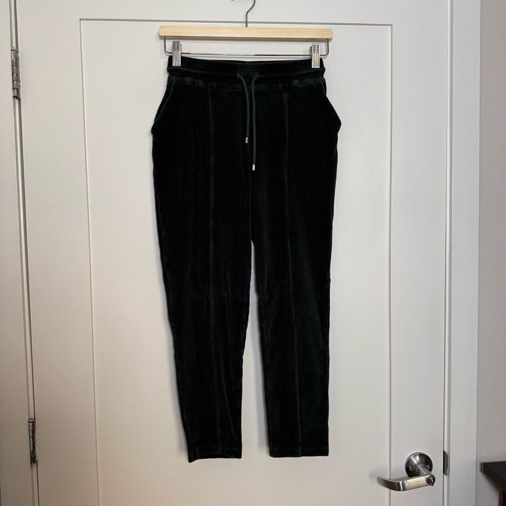 Sezane Sarah Joggers Pants Women Sz XS Emerald Green Corduroy Pull On Ankle Boho